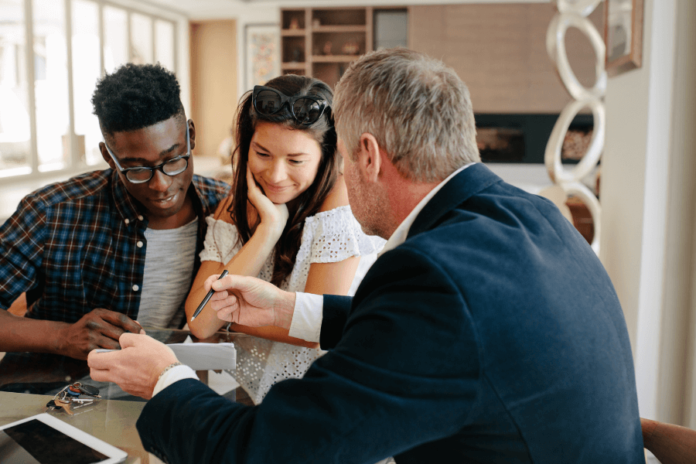 Conveyancer giving advise to couple